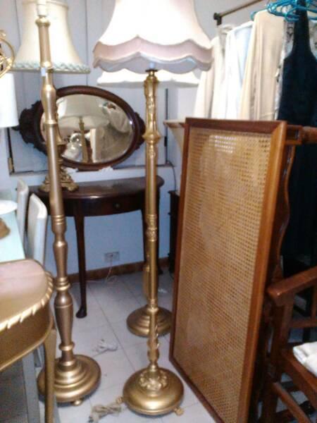 floor lamp antique style cast metal shade standard