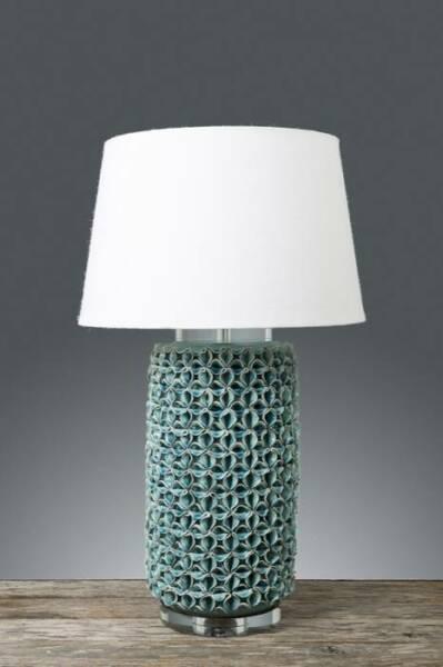 Ceramic green coral table lamp base include cream shade