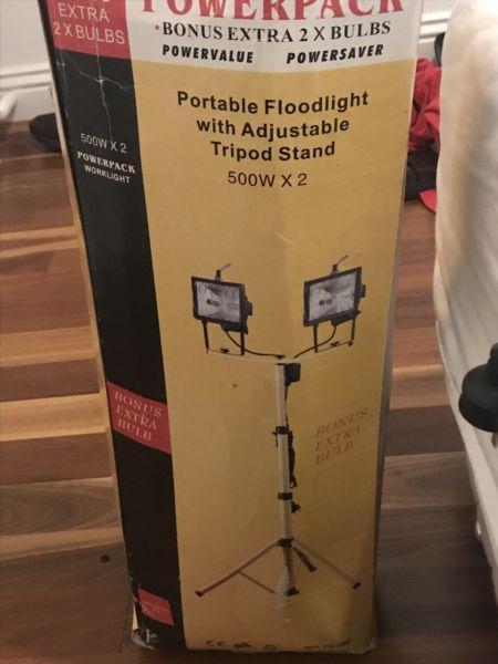 Portable Floodlight with Adjustable Stand 500W x 2