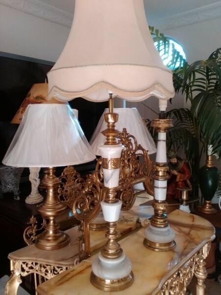 desc lamp antique brass marble gold retro