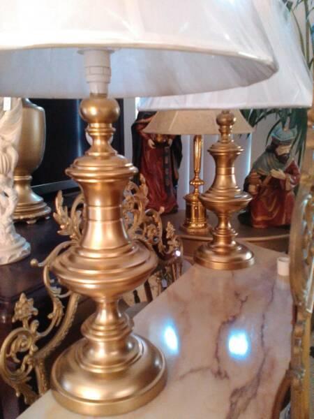 desc lamp 2 two matching pair gold metal antique style