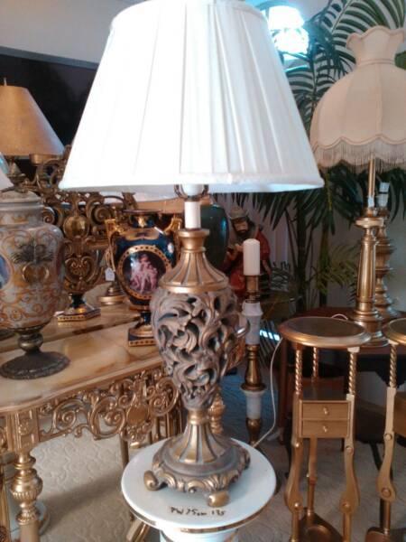 desc lamp antique style white shade