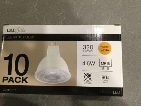 MR16 LED Globes Warm White 4.5w - Pack of 10