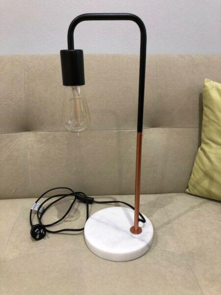 Stone and copper table lamp