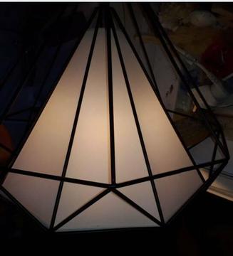 Single pendant geometric mat black metal light fitting