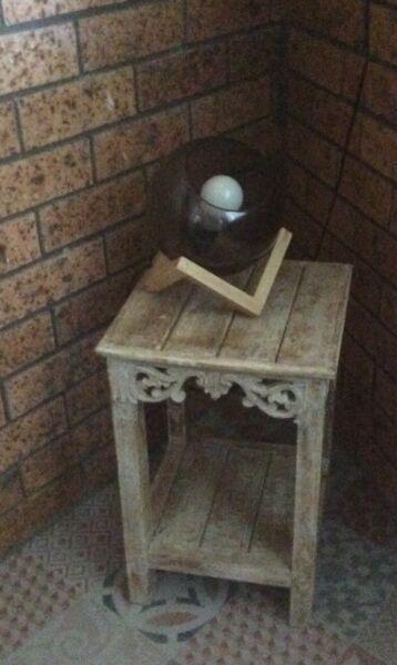 Shabby chic table and lamp