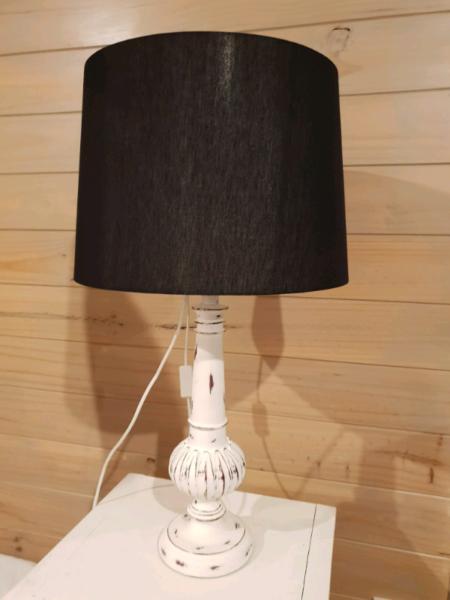 Large table lamp. Shabby chic with black shade