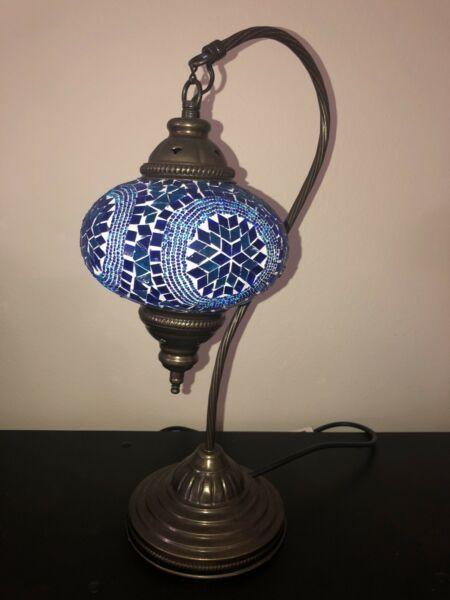 Blue Stained Glass Turkish Lamp