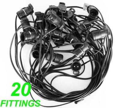 20 Metres Festoon Light Cable String - globes not included