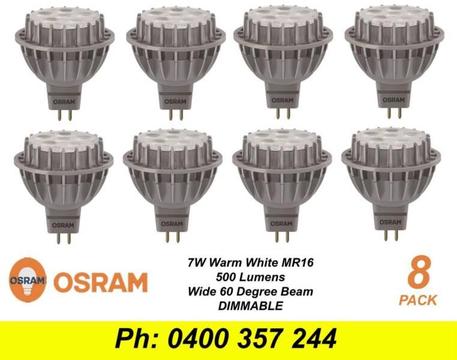 8 x OSRAM DIMMABLE LED Downlight Globes / Bulbs 7W 12V MR16 GU5.3