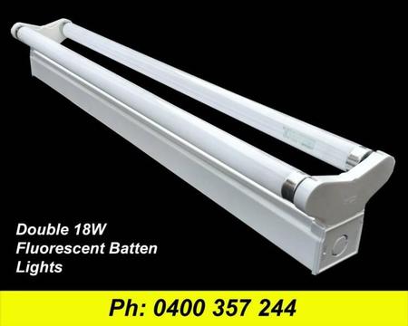 Double Fluorescent Batten Light 2 x 18W with Tubes - BRAND NEW