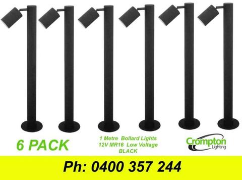 6 x BLACK 1 Metre DIY Garden Adjustable Bollard Lights 12V MR16