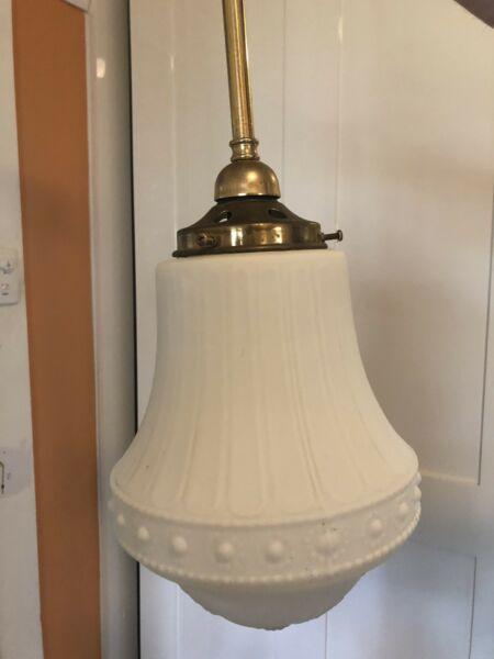 Circa 1920s Californian Bungalow frosted glass pendant light