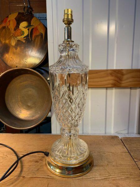 Tall Vintage Crystal Table Lamp Brass Fitting