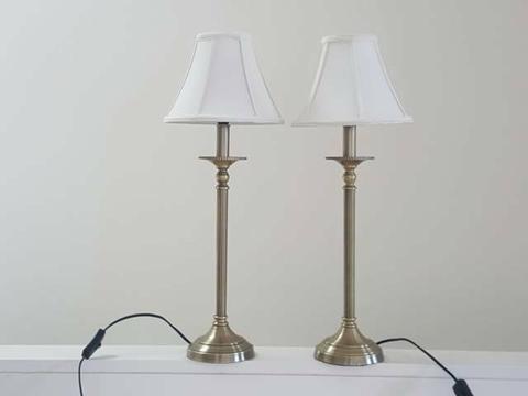 Pair of bedside lamps - brass