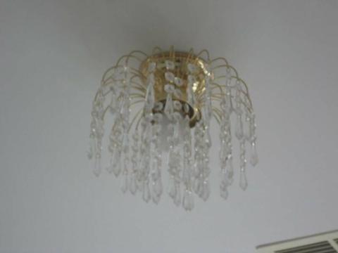 GLASS CRYSTAL & BRASS DROPLET ROUND BEDROOM LIGHT FITTING-PERFECT