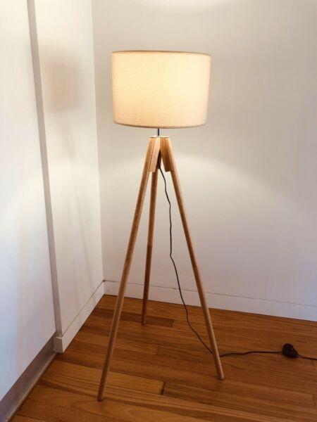 Tall Wooden Tripod Floor Lamp