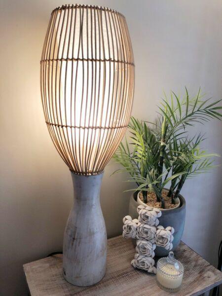 Bamboo Whitewash Lamp