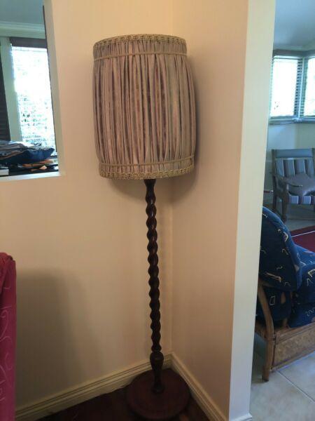 Lamp - wooden base & stand, plus handmade shade