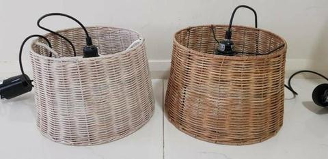 Wicker brown & white hanging lamp include with lamp holder & cord