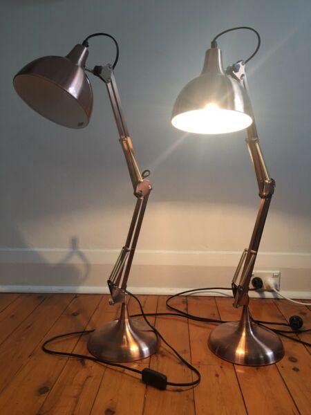 Copper desk or bedside table lamps