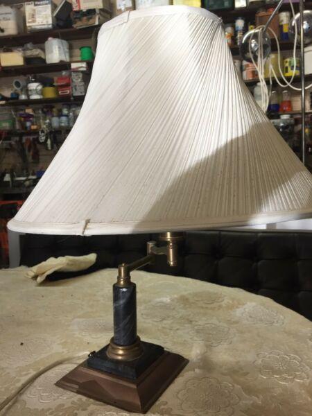 Copper and marble old table lamp