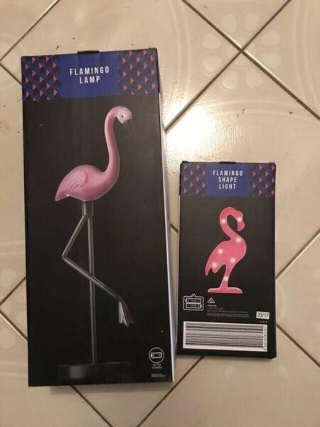 Two flamingo lamps