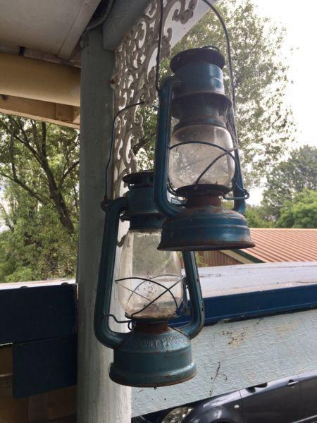 Two Blue Gas Lanterns for Sale: Local Pick Up Only