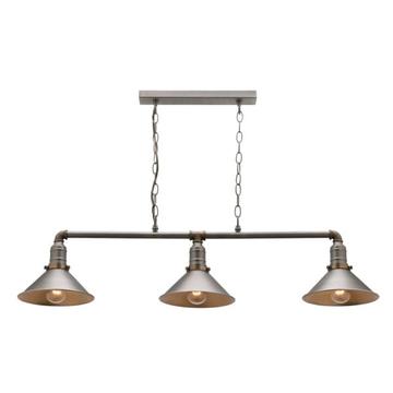 Pendant lighting - 3 light silver with brass accents