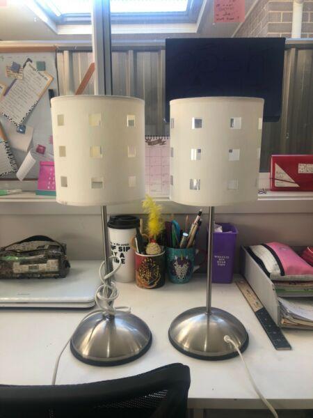 White Designer Twin Table Lamps (both for sale)