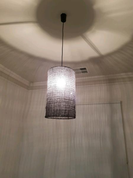 Light shades, black cable with wiring and LED globes