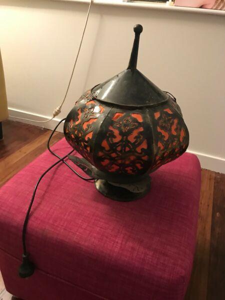 Beautiful orange and dark copper lamp