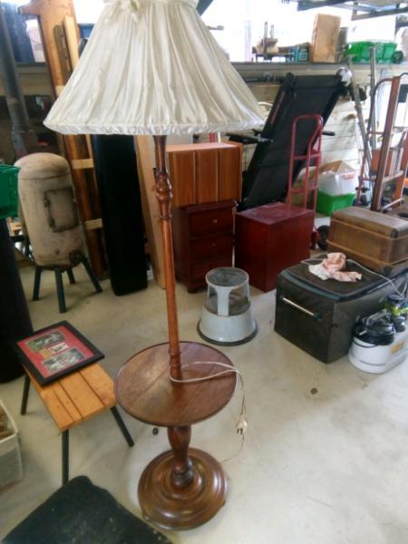 Standard lamp table wooden timber light vintage