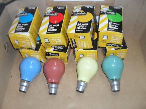 Light globes, coloured for party lights