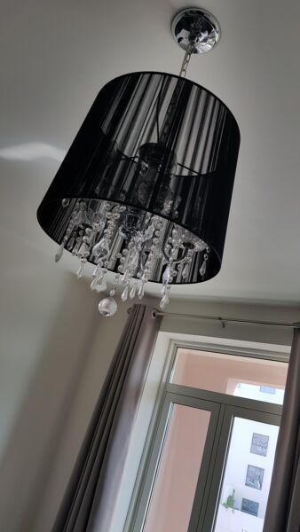Chrome/glass chandeliers with black shade x 3