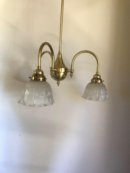 Vintage pendant light with glass shade