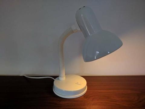 2x White Desk Lamp with Flexible Goose Neck