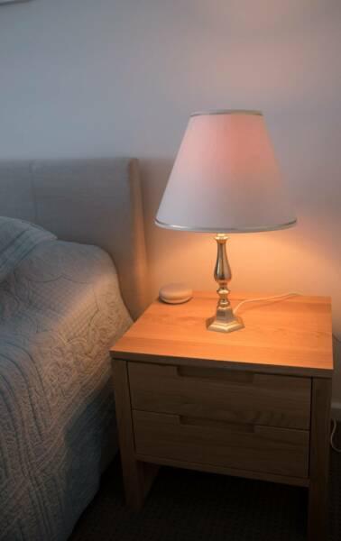 Solid Brass Bedside Lamps (pair) with Maria Leber Shades