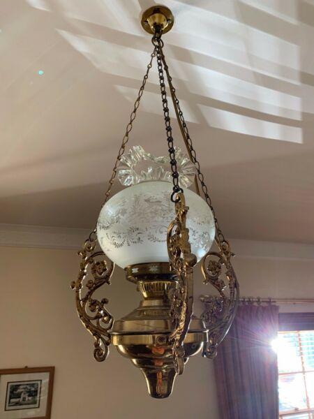 Vintage Brass Period Hanging Lamps