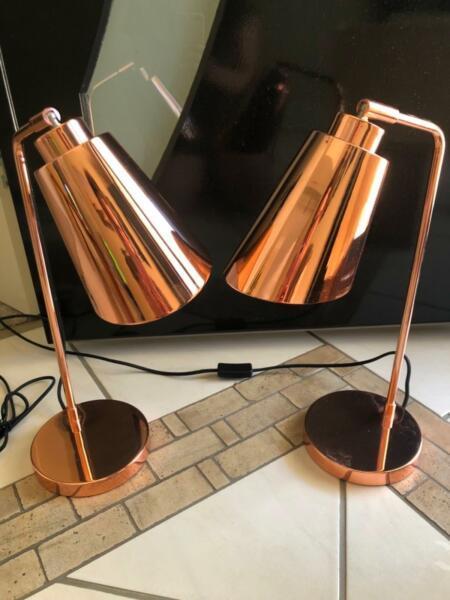 Pair of copper lamps