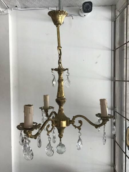Vintage Ornate Brass CHANDELIER Light Fitting French style