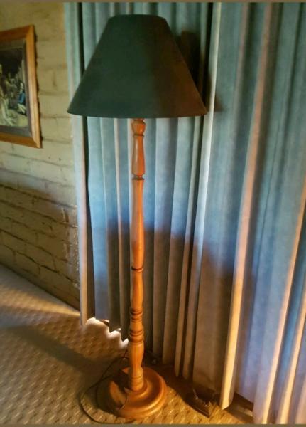 Lamp on timber stand