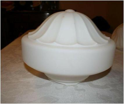Vintage Frosted Embossed Milk Glass Ceiling Light Shade Large