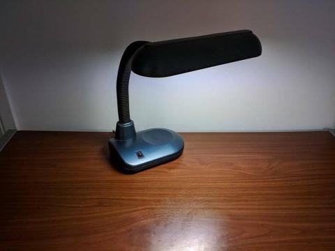 Blue Fluorescent Desk Lamp with Flexible Goose Neck