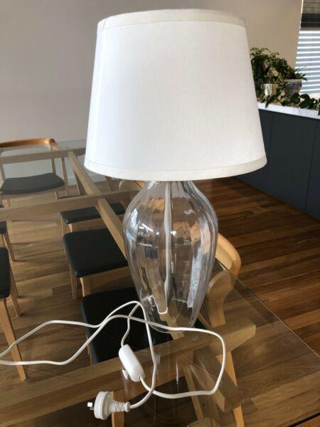 IKEA Glass Lamp with White Shade