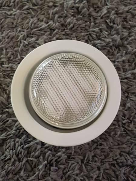 Downlights - 90mm white with Megaman 15W flourescent lamps (x 30)