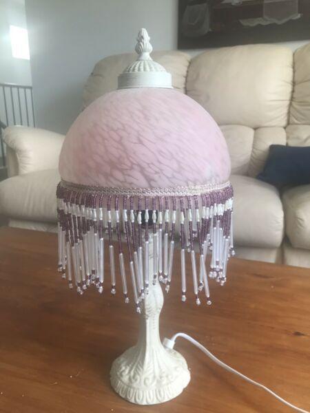 Antique pink bedside lamp x 1