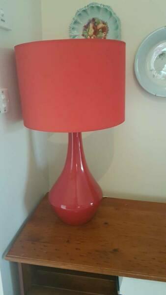 Large red table lamp