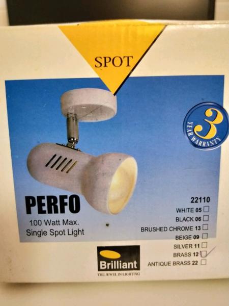 Perfo 100w spot light new never used brass colour