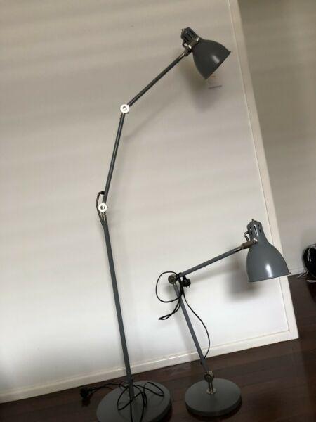 Ikea industrial style floor lamp and desk lamp